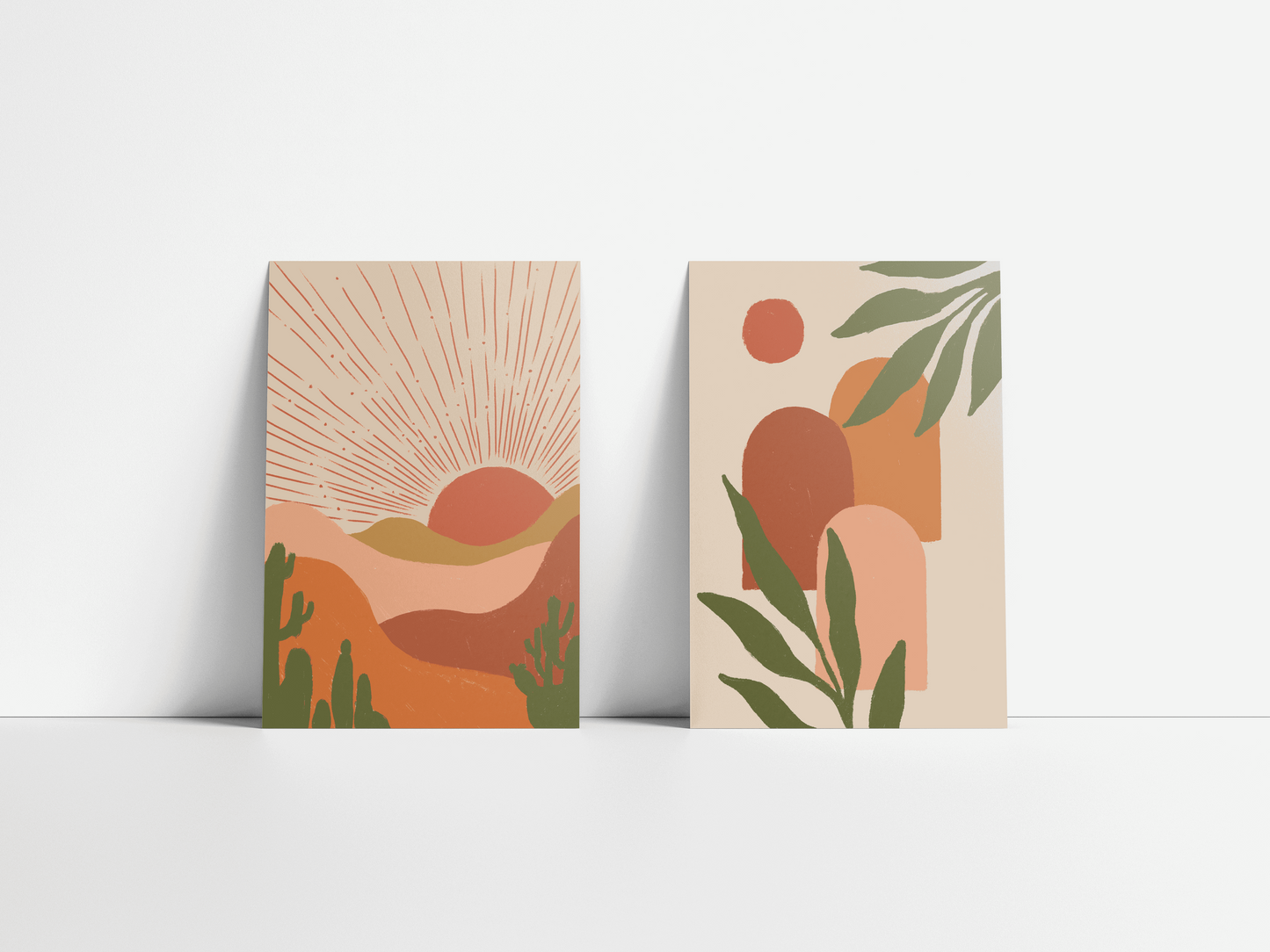 Sunrise Symphony - 2 piece Abstract Desert Landscape & Botanical Art | Modern Wall Decor - In August Shop