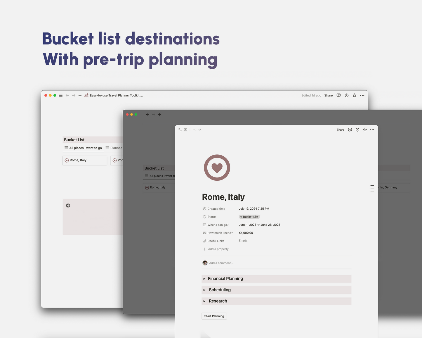 Easy-to-use Travel Planner Toolkit