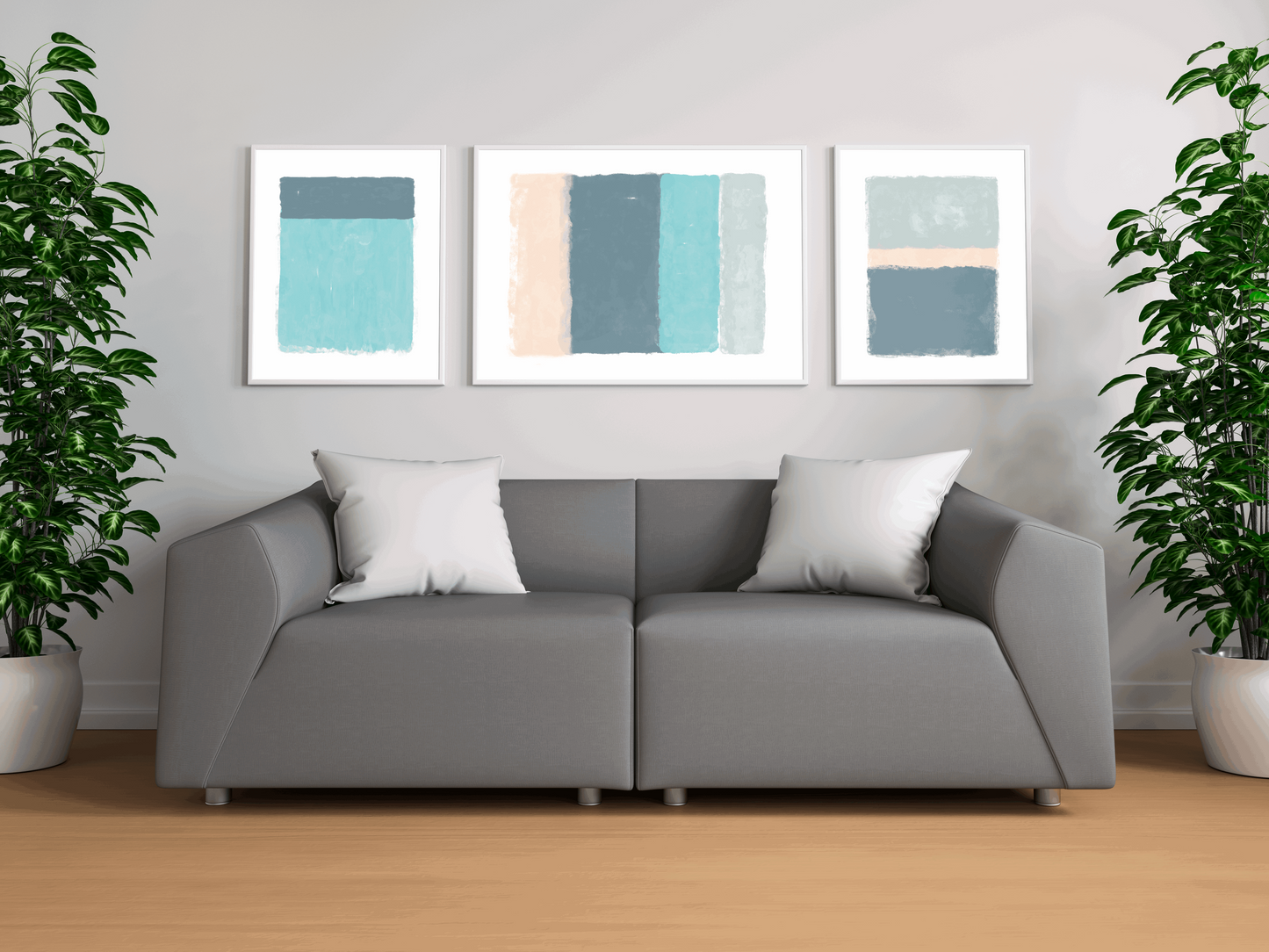 Horizon Hues - 3 piece Watercolor & Balance Art | Modernistic Wall Series