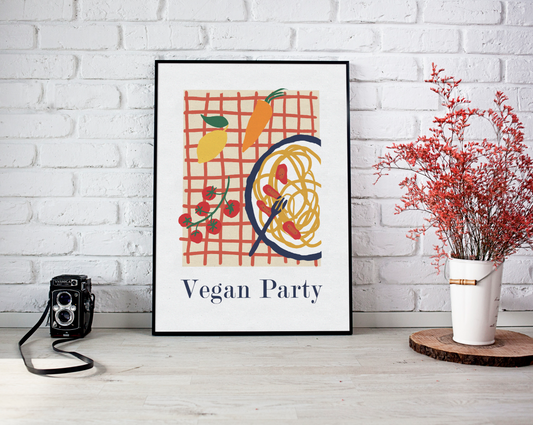Vegan Party - 1 piece Contemporary Culinary & Vegan Delight | Artistic Wall Accent