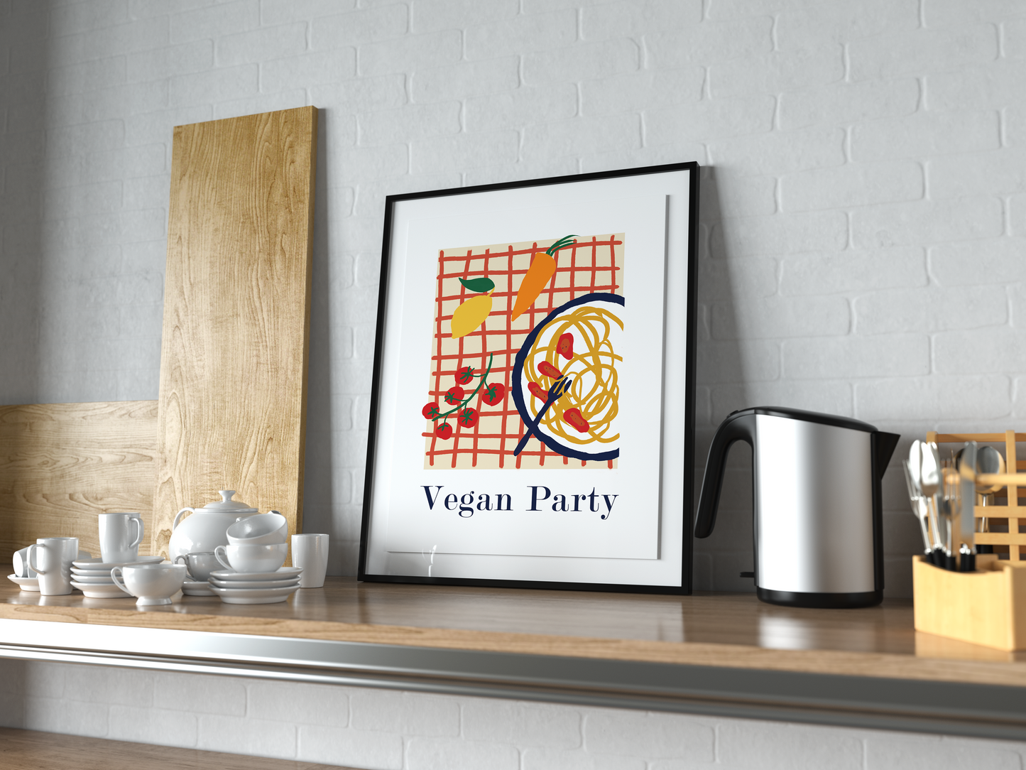 Vegan Party - 1 piece Contemporary Culinary & Vegan Delight | Artistic Wall Accent