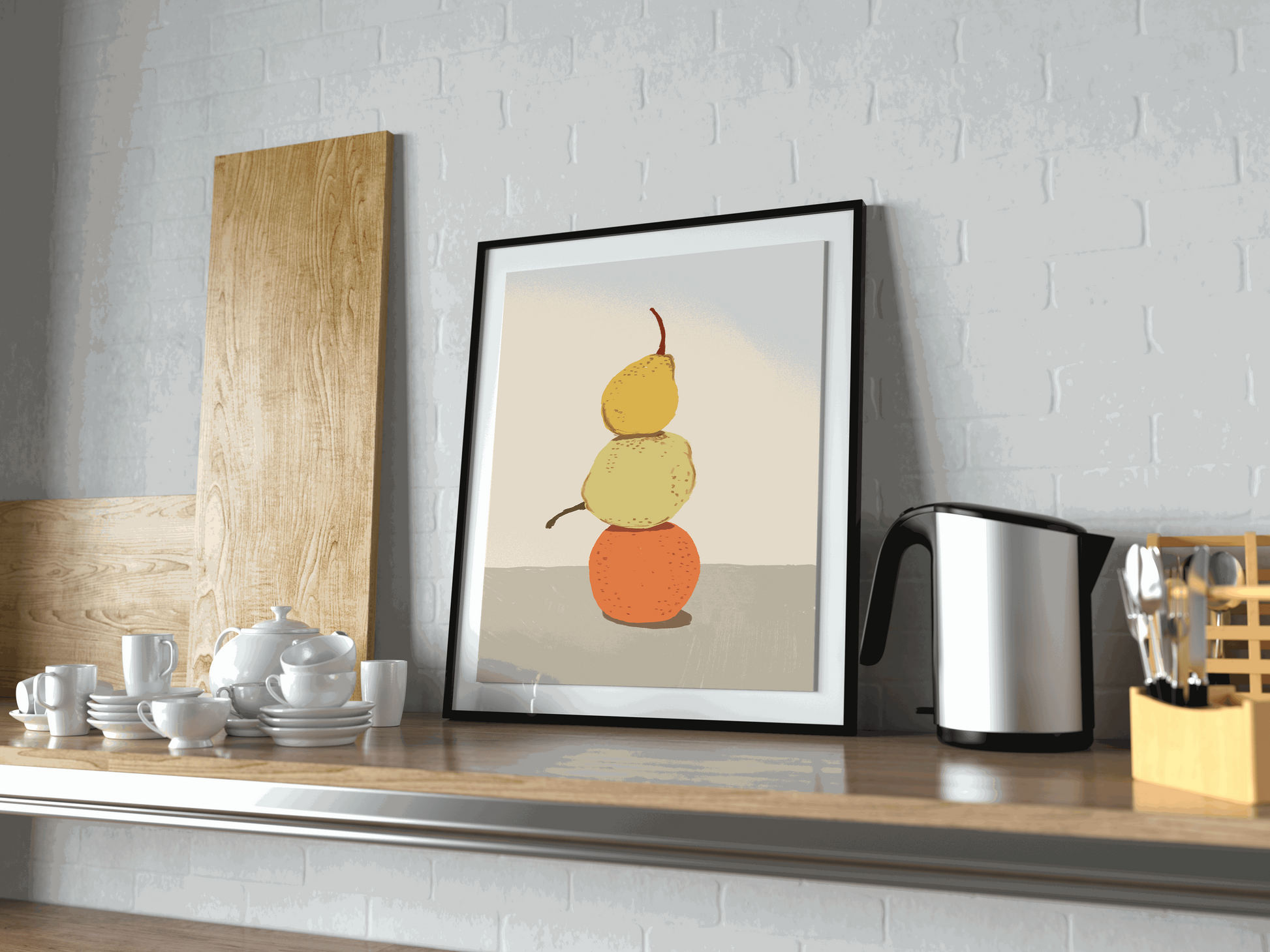 Pears - Single piece Minimalist & colorful Art | Painted Wall Canvas In August Shop