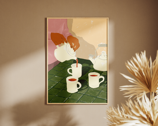 Tea Time - 1 piece Farmhouse & Minimal Art Print | Unique Painting & Handmade Wall Decor